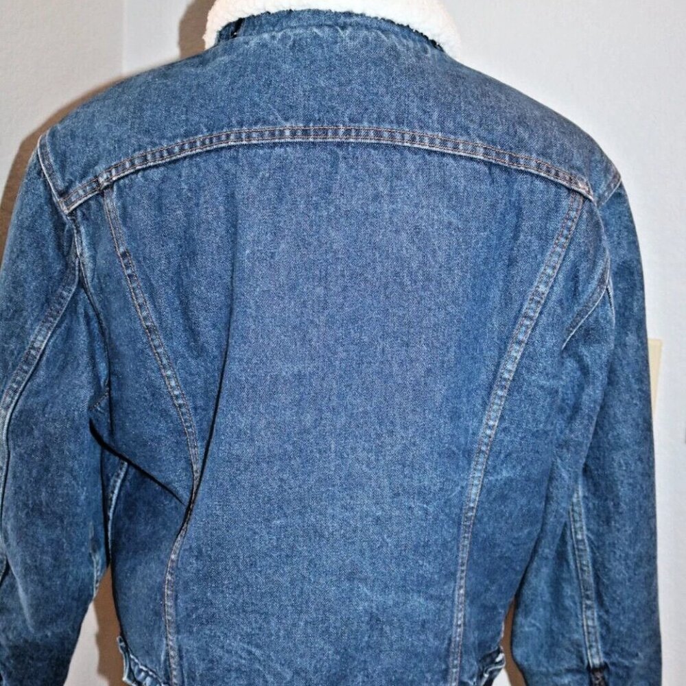 Vintage Levis Sherpa Trucker Jacket Mens Size 46R Denim Jean Made in USA - Picture 8 of 16